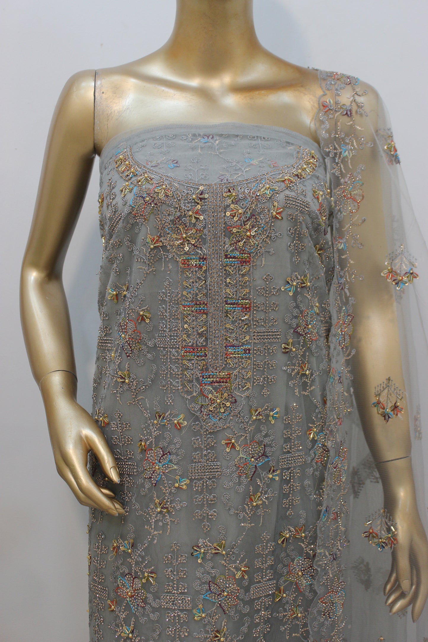 🌸 Phool Jhal Shalwar Kameez – Unstitched Luxury Set