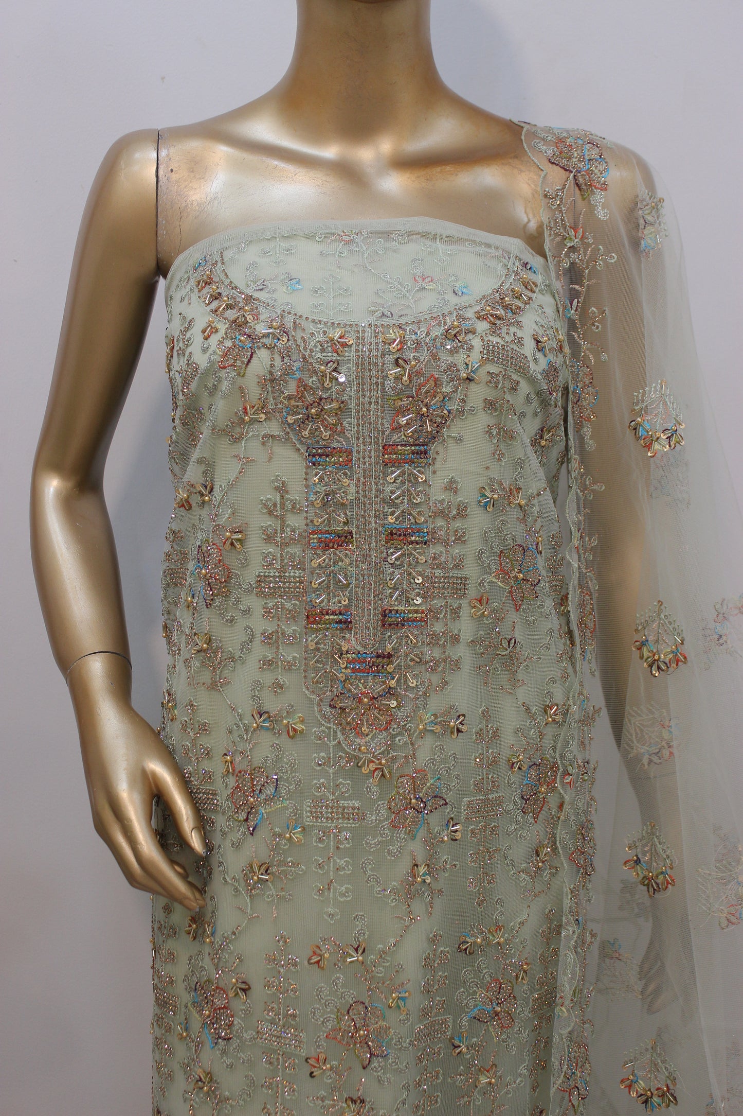 🌸 Phool Jhal Shalwar Kameez – Unstitched Luxury Set