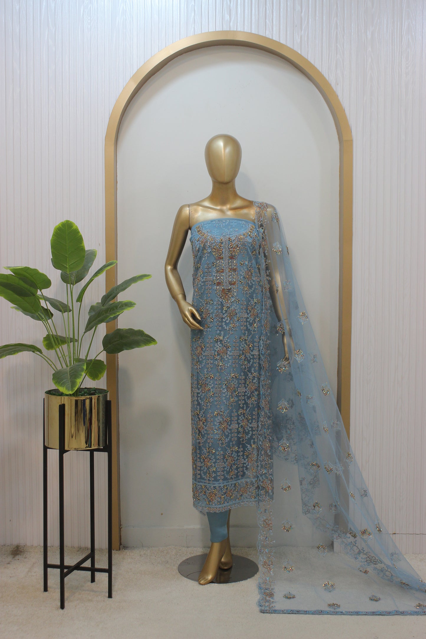 🌸 Phool Jhal Shalwar Kameez – Unstitched Luxury Set