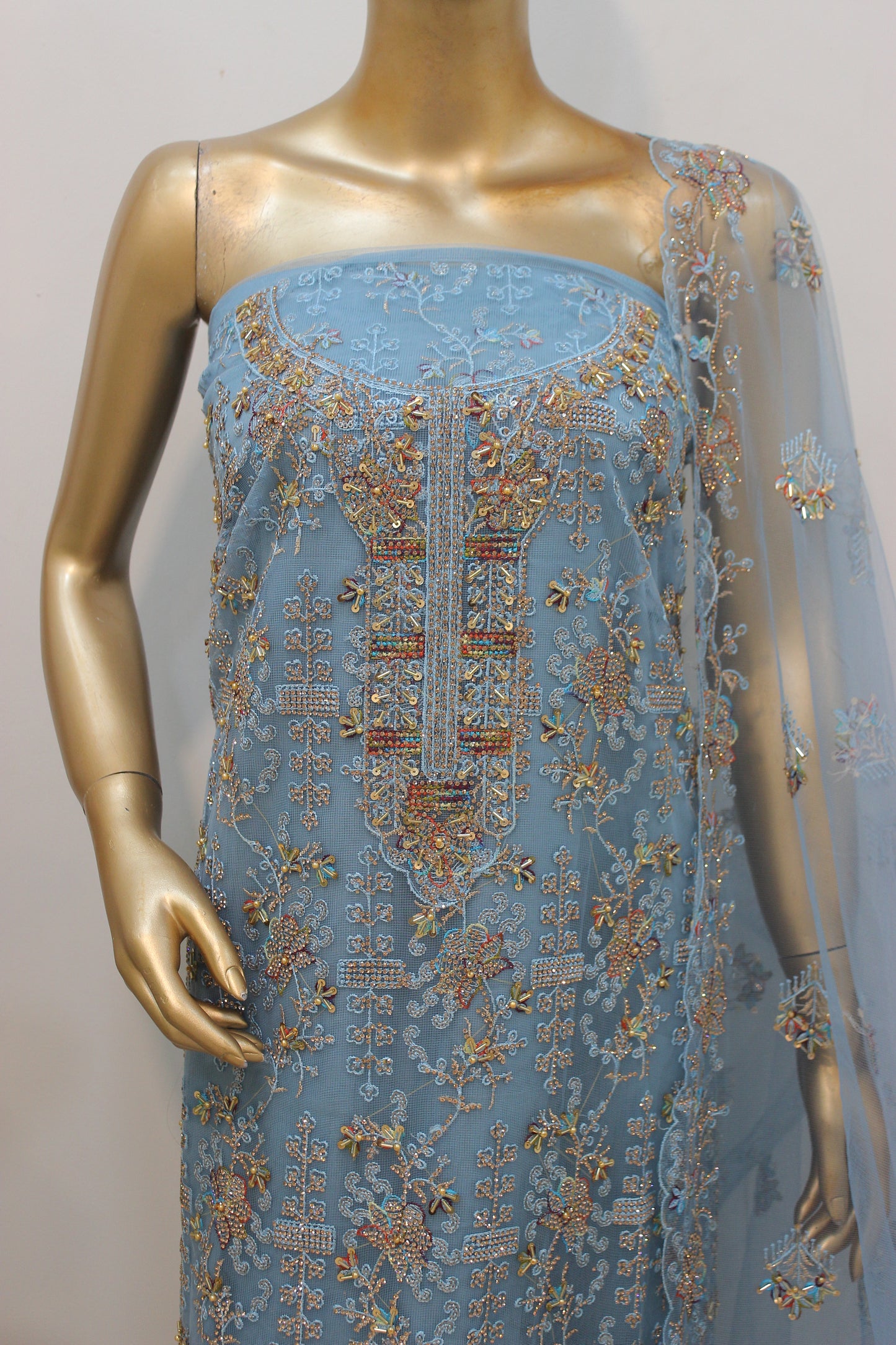 🌸 Phool Jhal Shalwar Kameez – Unstitched Luxury Set