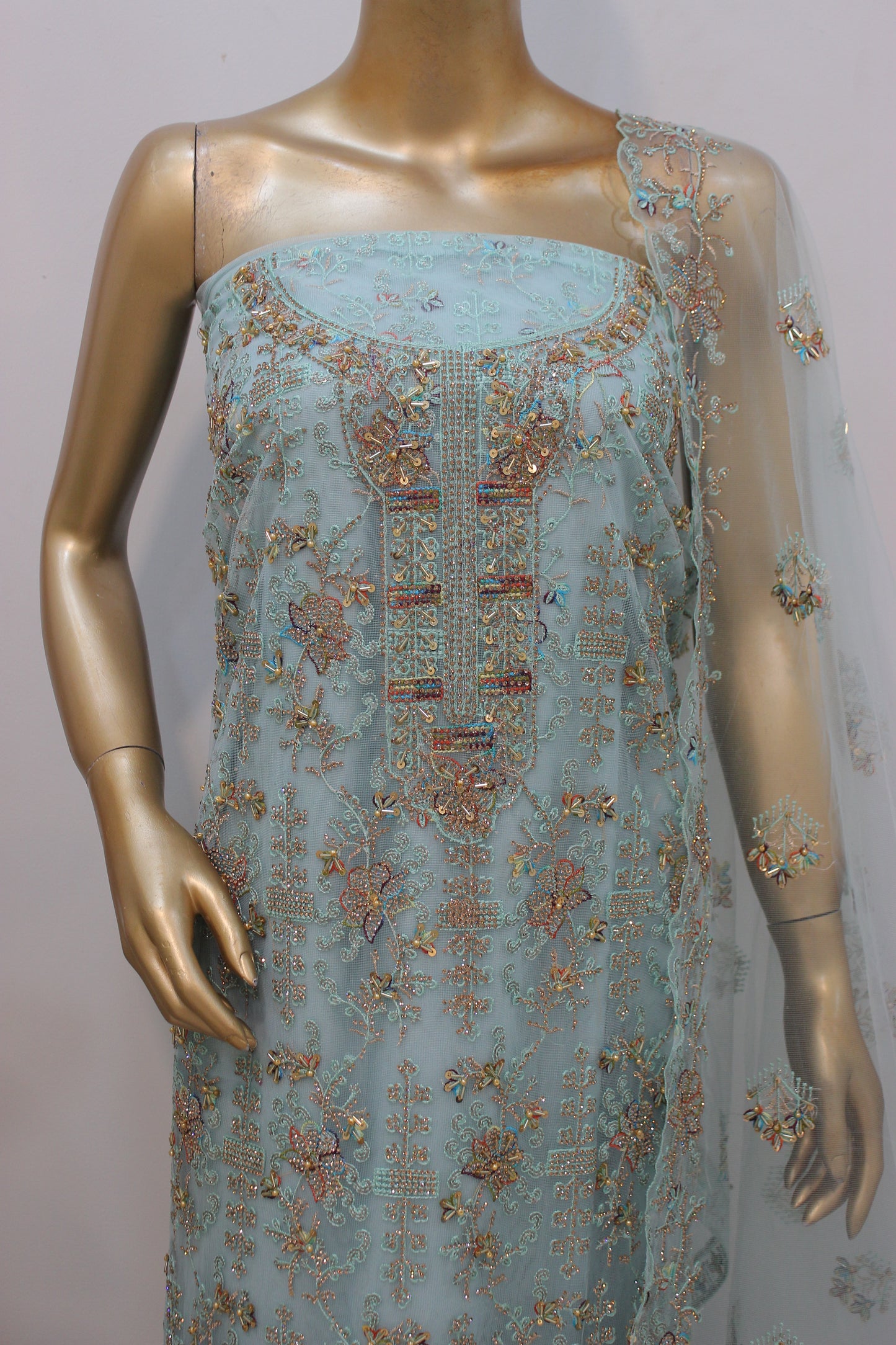 🌸 Phool Jhal Shalwar Kameez – Unstitched Luxury Set