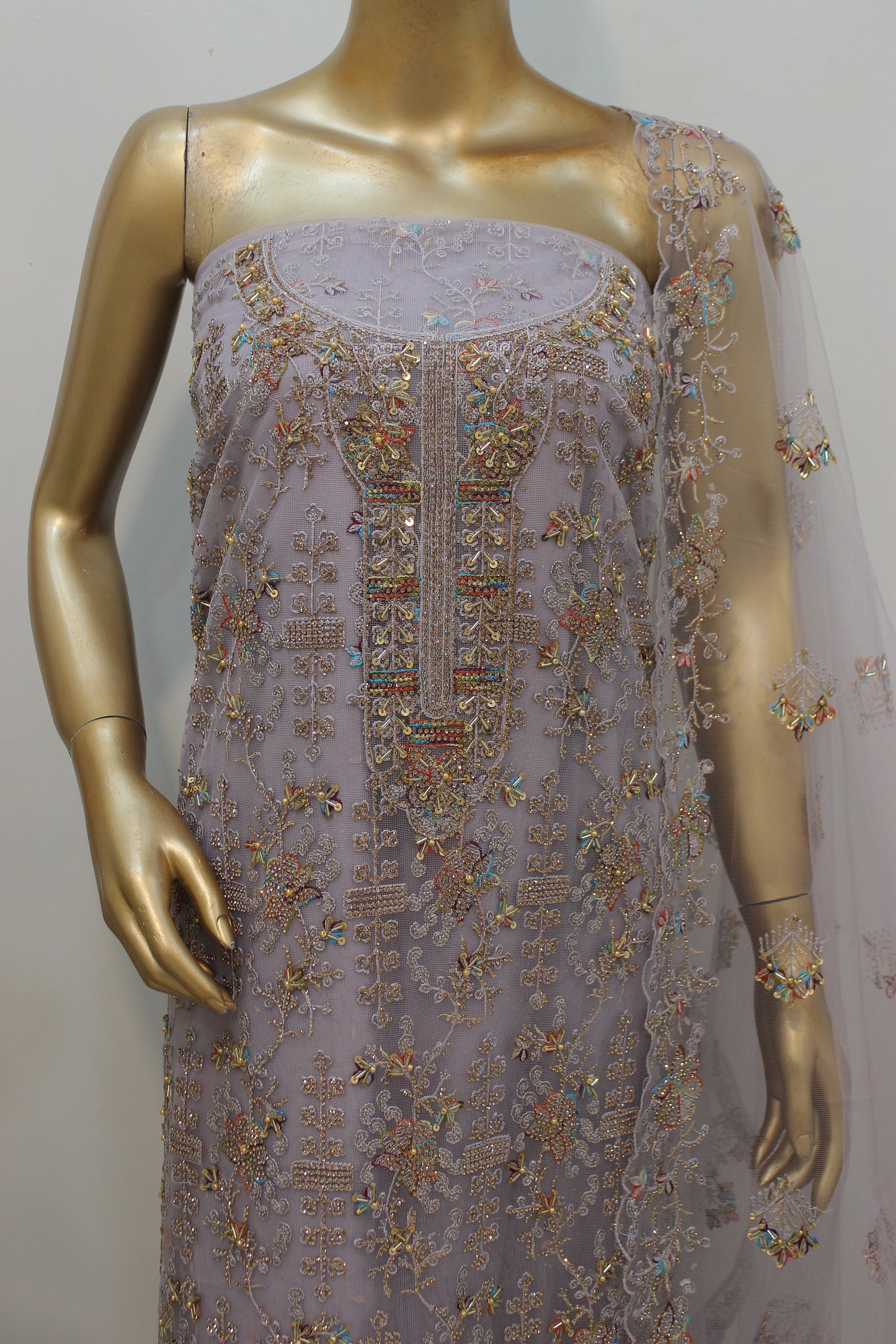 🌸 Phool Jhal Shalwar Kameez – Unstitched Luxury Set