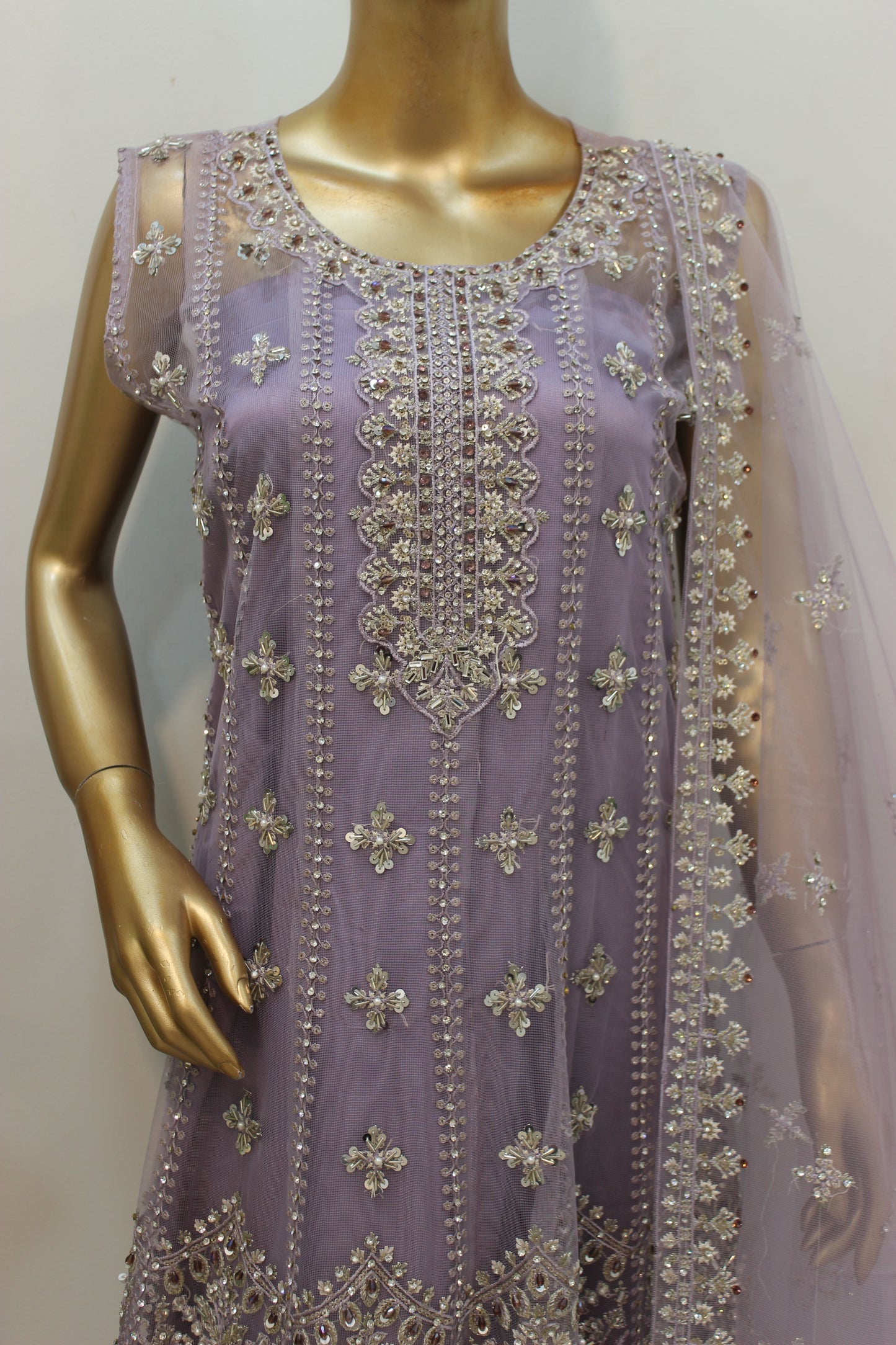 🌸 Flossy Short Frock – 4 Piece Semi-Stitched