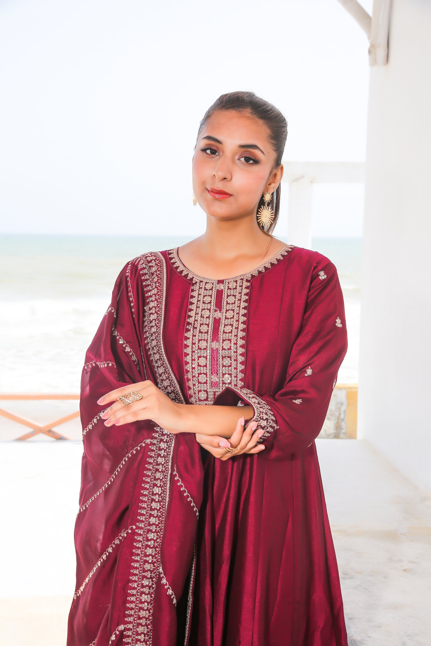 ✨ ID Maxi – 3PC Luxury Stitched Outfit on Imported Rawsilk ✨