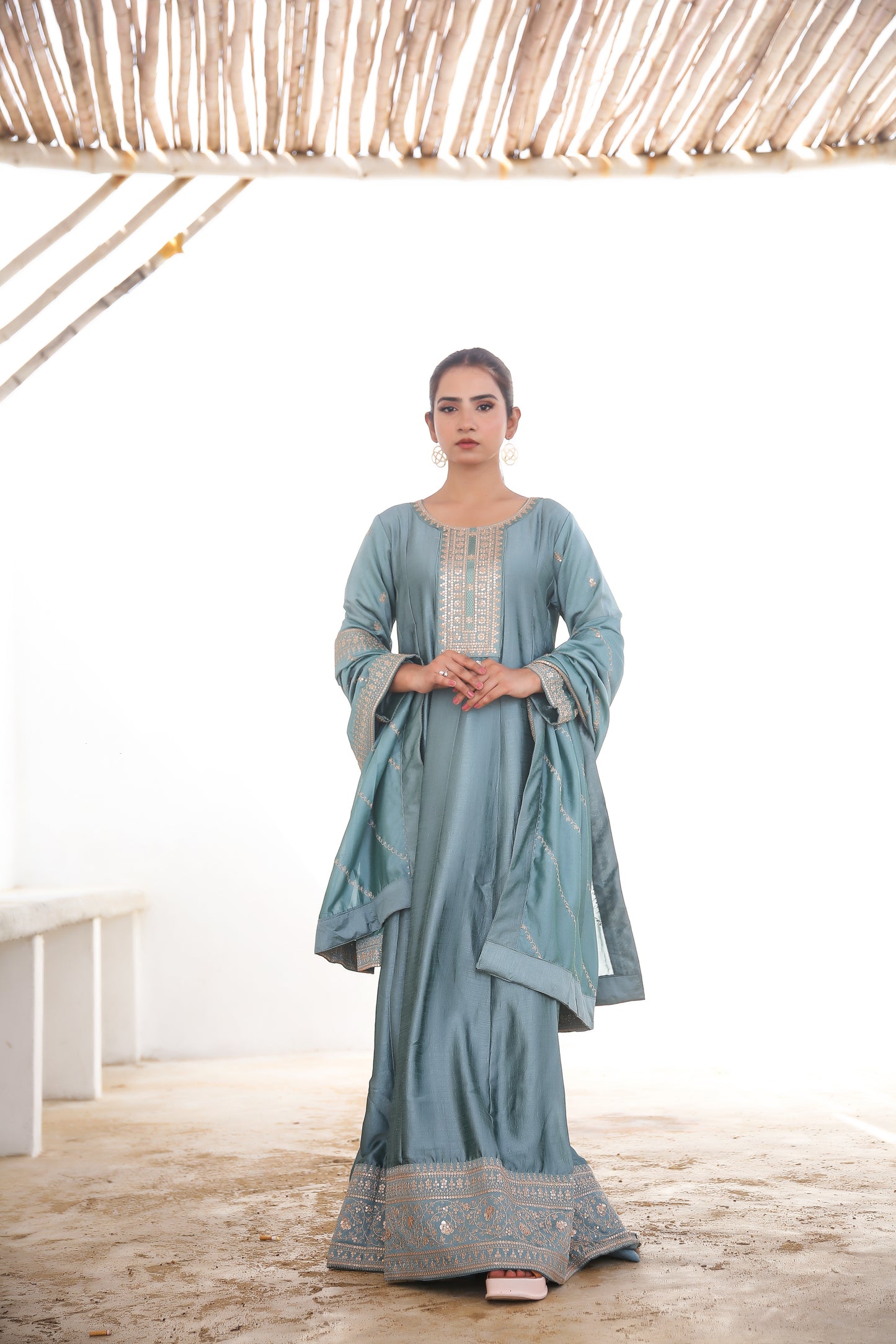 ✨ ID Maxi – 3PC Luxury Stitched Outfit on Imported Rawsilk ✨